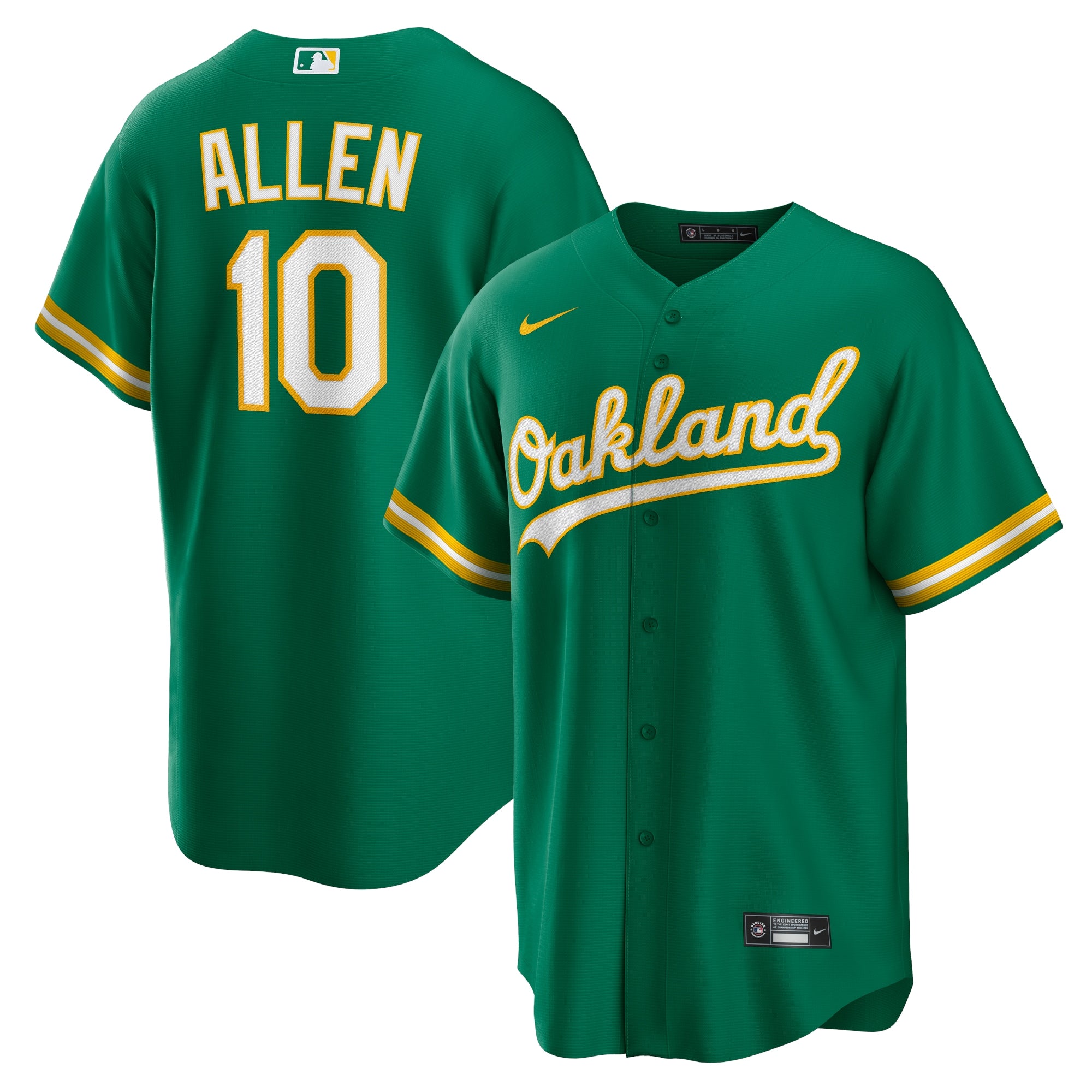 Nick Allen Oakland Athletics Nike Home Replica Jersey - White/Kelly Green - Image 6