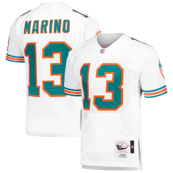 Dan Marino Miami Dolphins 1995 Authentic Throwback Retired Player Jersey - White/Aqua - Image 6