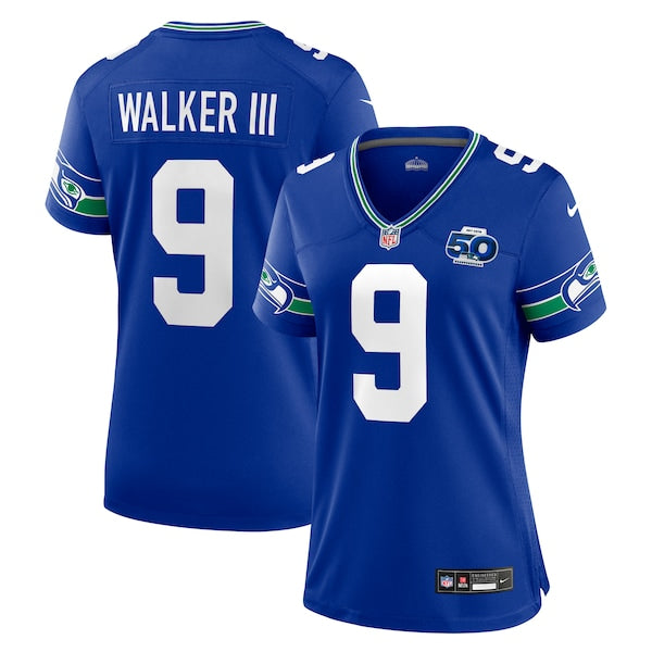 Kenneth Walker III Seattle Seahawks Nike Women's Alternate 2 50th Season Game Jersey - Royal/College Navy - Image 2