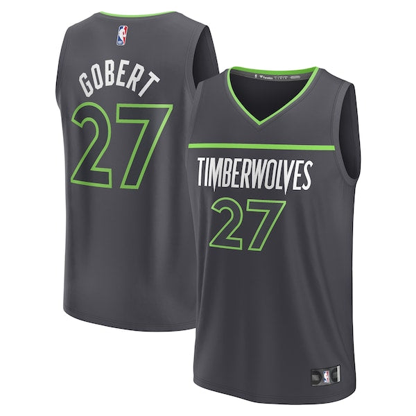 Rudy Gobert Minnesota Timberwolves Youth Fast Break Replica Player Jersey - Statement Edition - Black