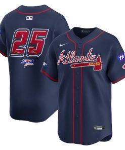 #25 Atlanta Braves Nike 2025 MLB Speedway Classic Alternate Limited Jersey - Navy
