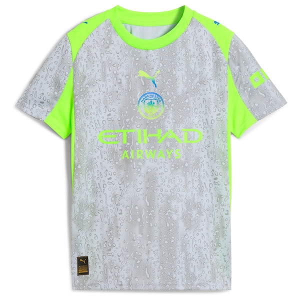 Manchester City Puma Youth 2025/26 Third Replica Jersey - Green/Neon Green/Light Blue/Black - Image 3