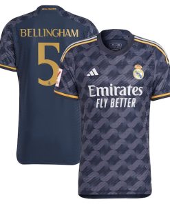 Alternative view of Jude Bellingham Los Merengues adidas 2023/24 Away Authentic Player Jersey - Navy/White