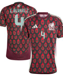 Edson Alvarez Mexico National Team adidas 2024 Home Replica Player Jersey - Burgundy/Green