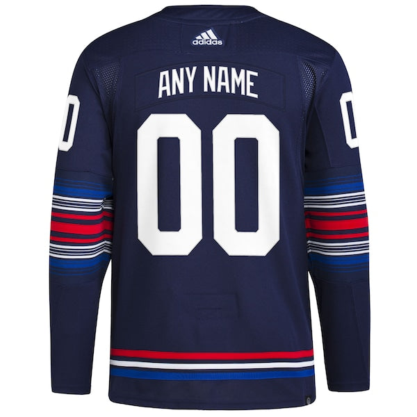 New York Rangers adidas Alternate Primegreen Authentic Custom Jersey - Navy - Image 3