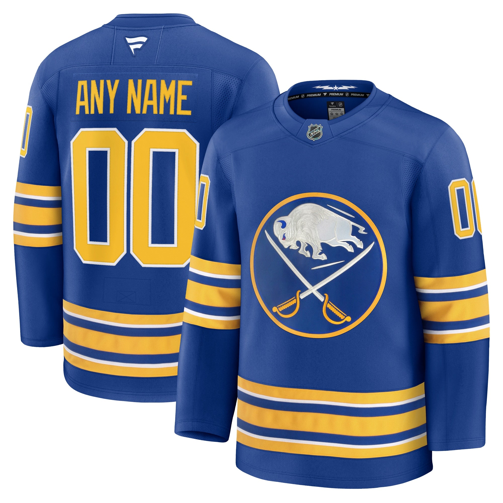 Buffalo Sabres Away Premium Custom Jersey - White/Black/Royal - Image 9