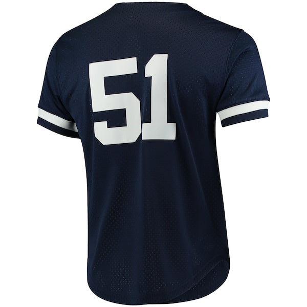 Bernie Williams New York Yankees Cooperstown Collection Mesh Batting Practice Button-Up Jersey - Navy - Image 3