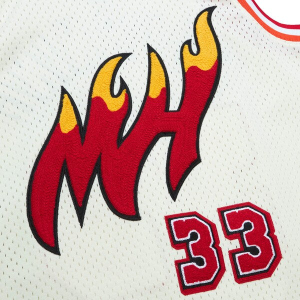 Alonzo Mourning Miami Heat Chainstitch Swingman Jersey - Cream - Image 4