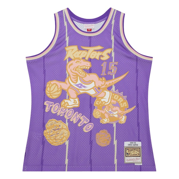Vince Carter Toronto Raptors 1998/99 Swingman Sidewalk Sketch Jersey - Purple - Image 3