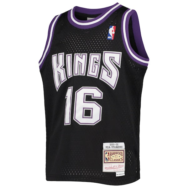 Peja Stojakovic Sacramento Kings Youth 2001/02 Hardwood Classics Swingman Jersey - Black - Image 2