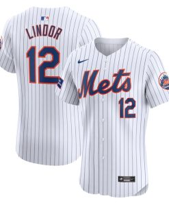 Francisco Lindor New York Mets Nike Home Elite Sponsor Patch Player Jersey - White
