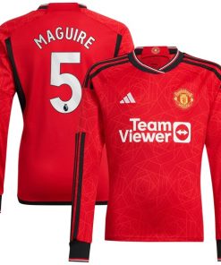 Harry Maguire Manchester United adidas 2023/24 Home Replica Long Sleeve Player Jersey - Red