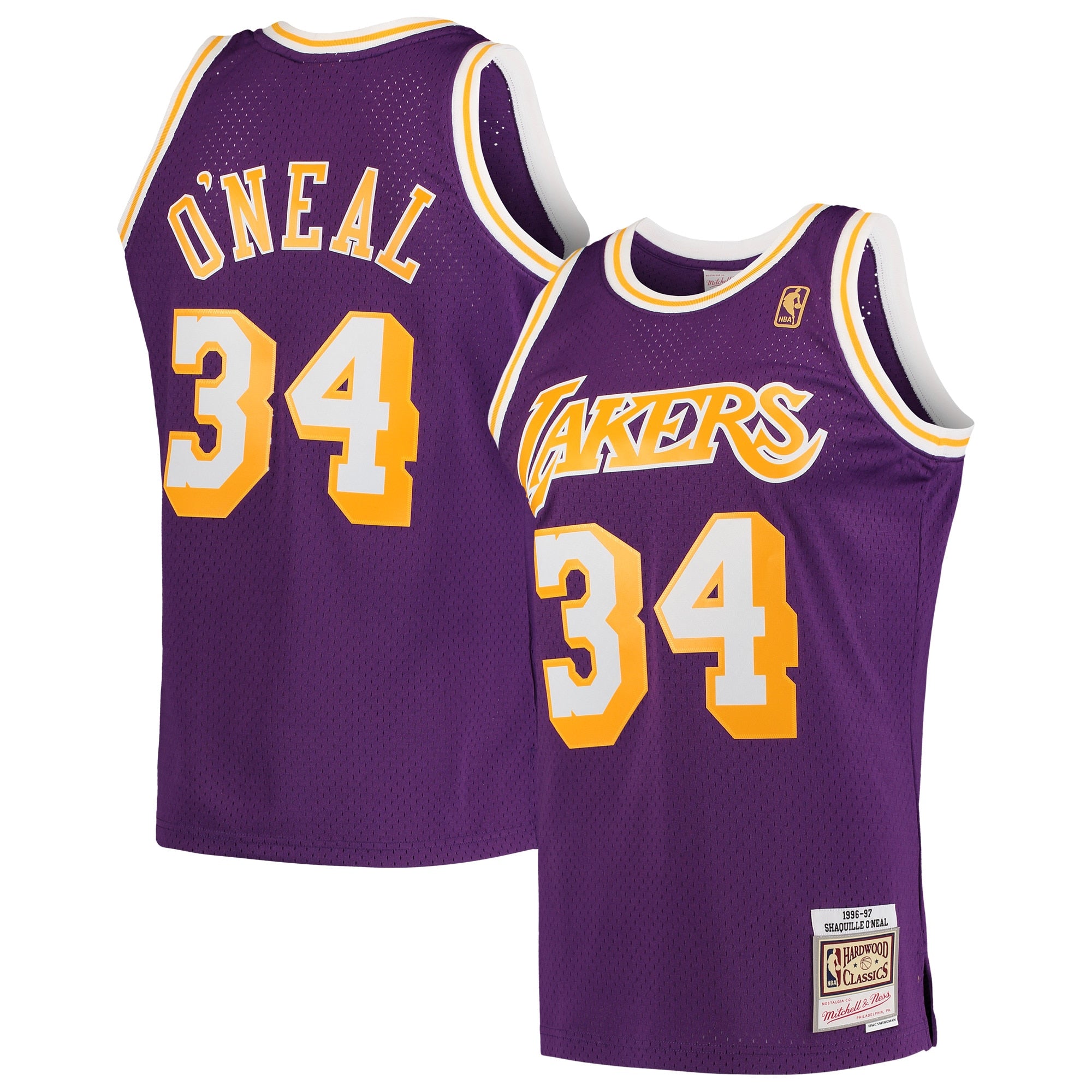 Shaquille O'Neal Los Angeles Lakers Hardwood Classics Swingman Jersey - Royal/Purple/Gold - Image 7