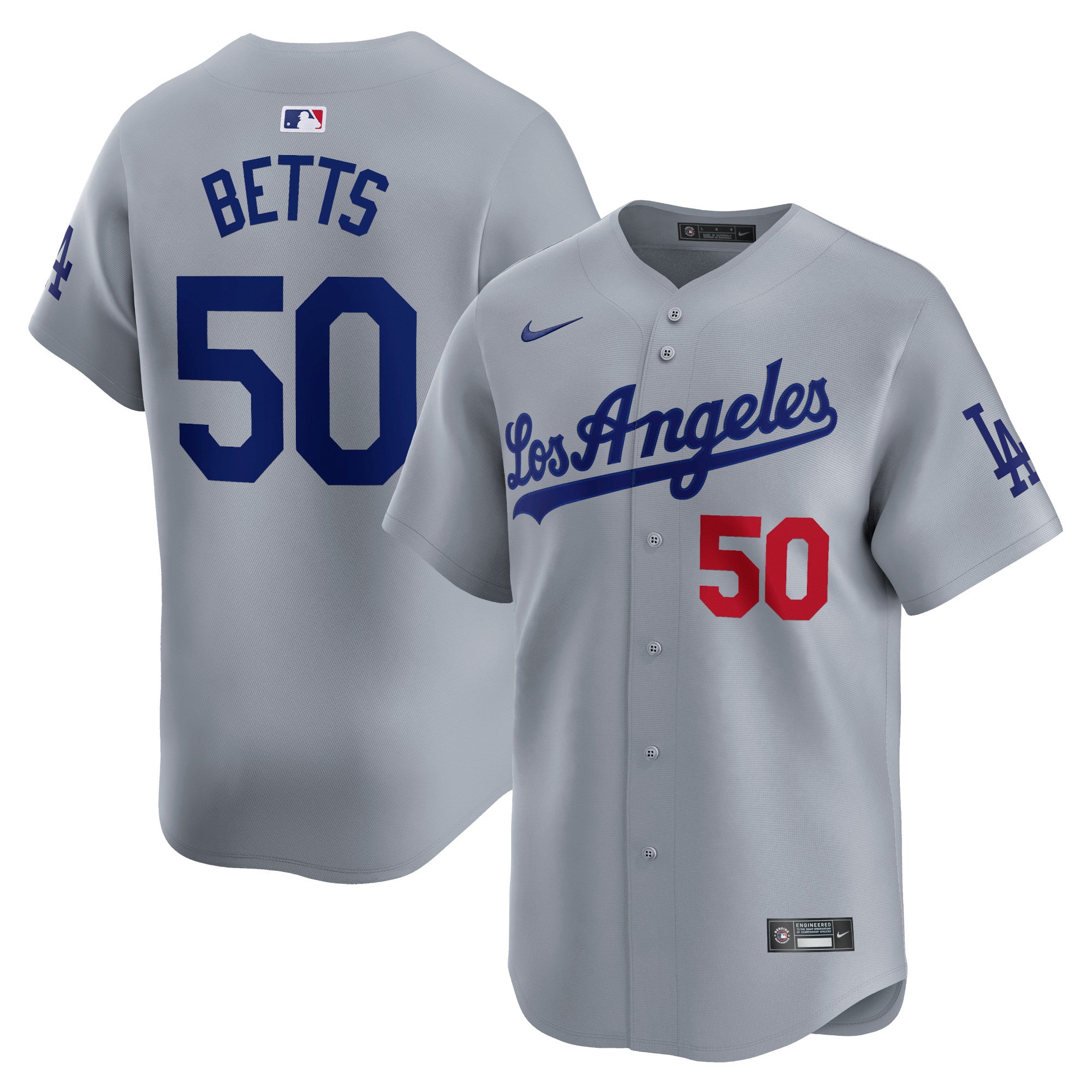 Mookie Betts Los Angeles Dodgers Nike Home Limited Player Jersey - White/Gray - Image 5