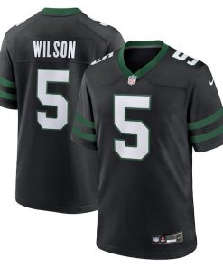 Alternative view of Garrett Wilson New York Jets Nike Alternate Game Jersey - Legacy Black