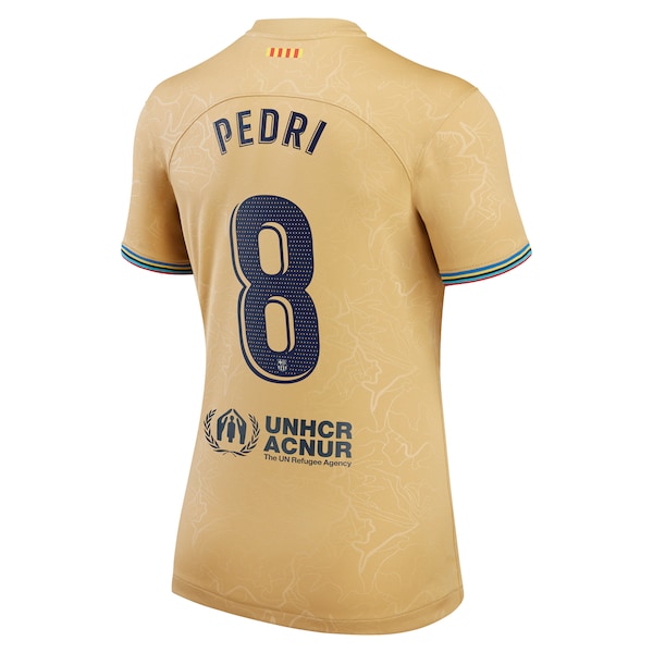 Pedri Barcelona Nike Women's 2022/23 Away Replica Player Jersey - Gold - Image 3