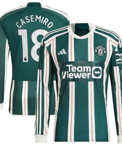 Casemiro Manchester United adidas 2023/24 Away Long Sleeve Replica Player Jersey - Green/Red
