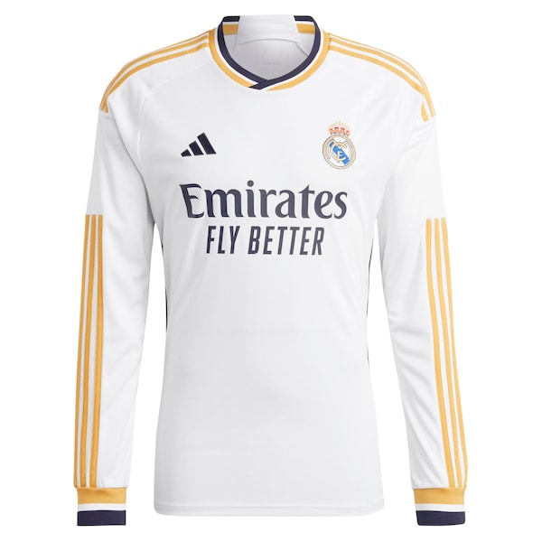 Luka Modric Los Merengues adidas 2023/24 Home Replica Long Sleeve Jersey - White/Navy - Image 3