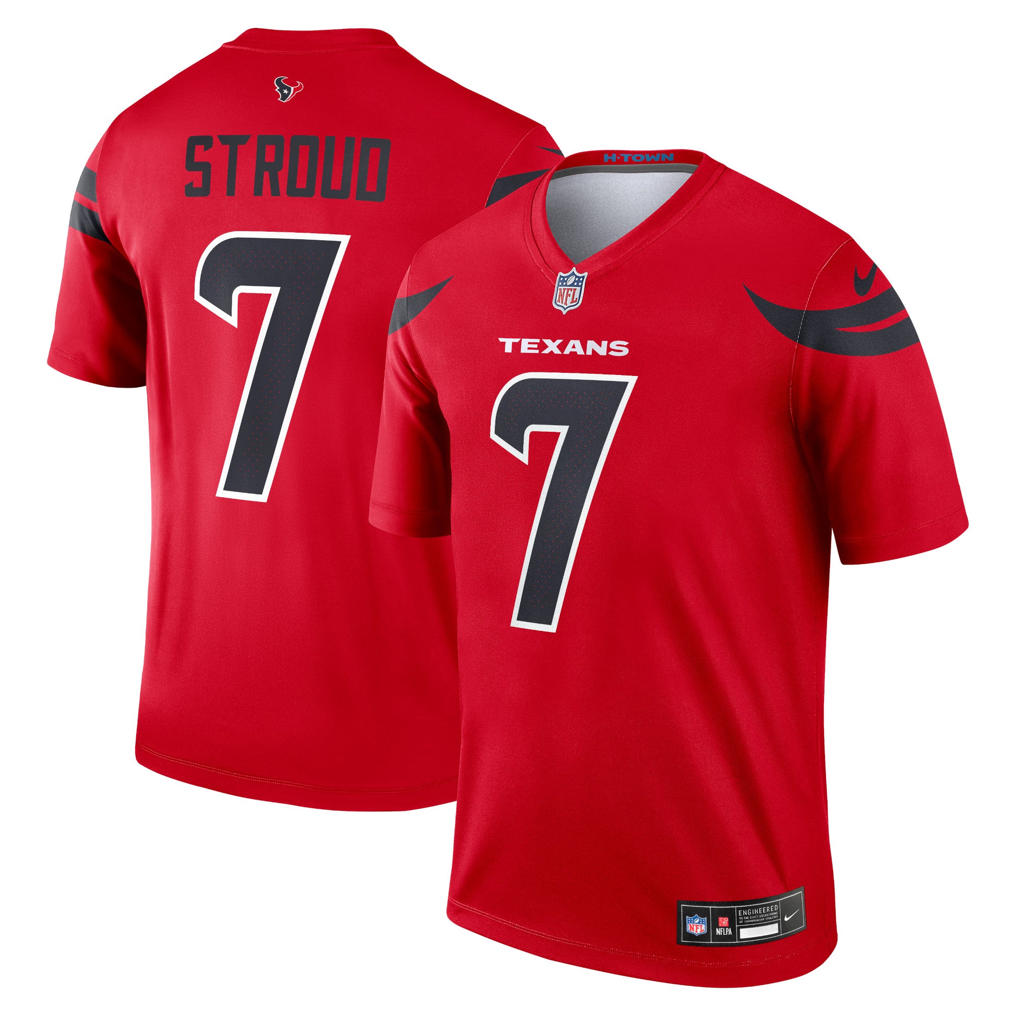 C.J. Stroud Houston Texans Nike Team Legend Player Performance Top - Navy/Red - Image 5