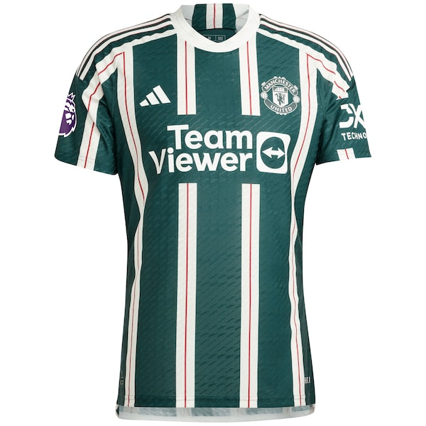 Tyrell Malacia Manchester United adidas 2023/24 Away Authentic Player Jersey - Green/Red - Image 3