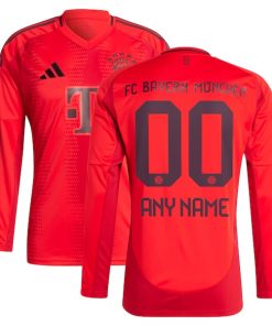 Bayern Munich adidas 2024/25 Home Replica Long Sleeve Custom Jersey - Red