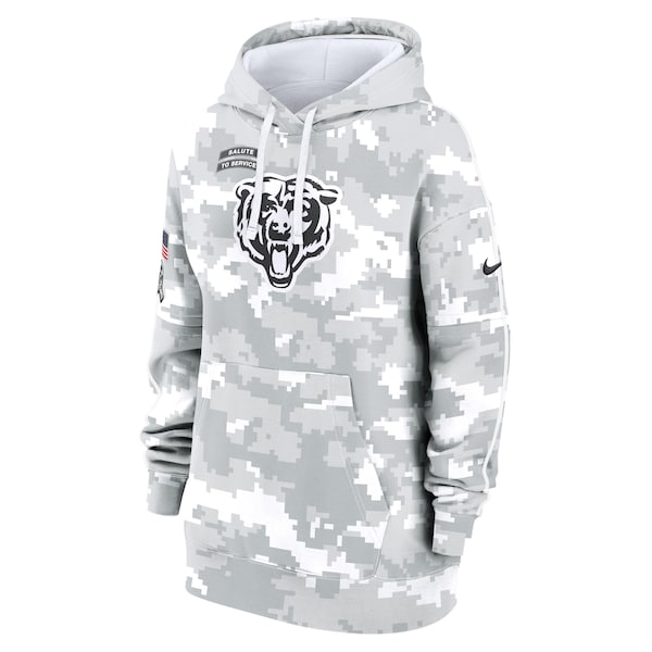 Chicago Bears Nike Women's 2024 Salute To Service Club Fleece Pullover Hoodie - Arctic Camo - Image 2