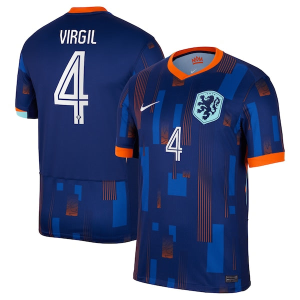 Virgil van Dijk Netherlands National Team Nike 2024 Away Replica Jersey - Blue/Orange - Image 2