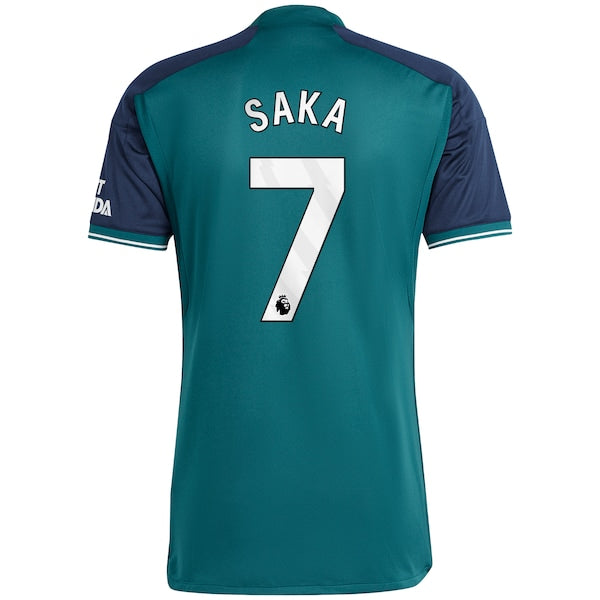 Bukayo Saka Arsenal adidas 2023/24 Third Replica Player Jersey - Green/Yellow - Image 4
