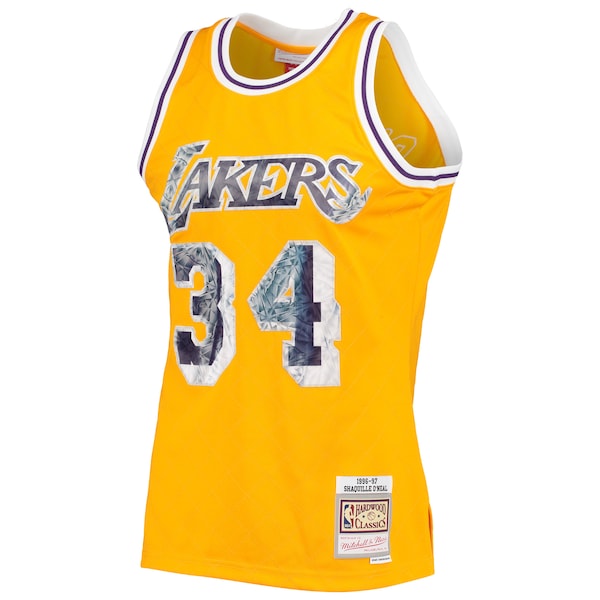 Shaquille O'Neal Los Angeles Lakers 1996-97 Hardwood Classics NBA 75th Anniversary Diamond Swingman Jersey - Gold - Image 2