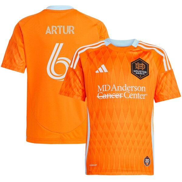 Artur Houston Dynamo FC adidas Youth 2025 Season 20 Replica Player Jersey - Orange - Image 2