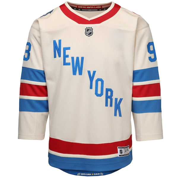 Mika Zibanejad New York Rangers Outerstuff Youth 2026 NHL Winter Classic Premier Jersey - White - Image 2