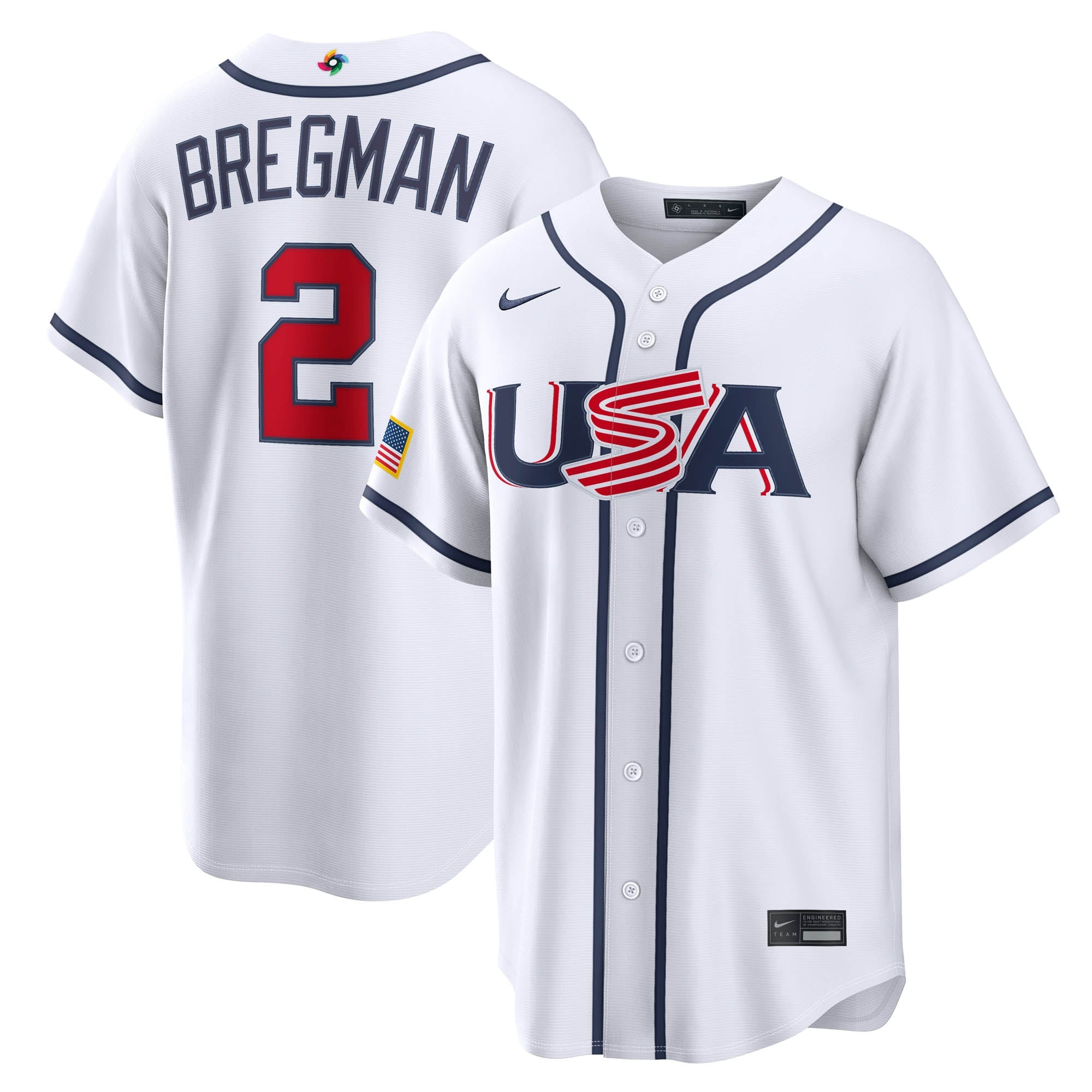 Men's USA Baseball Alex Bregman Nike 2026 World Baseball Classic Road Stadium Jersey - Navy/White - Image 6
