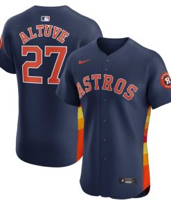 Alternative view of Jose Altuve Houston Astros Nike Alternate Elite Player Jersey - Navy