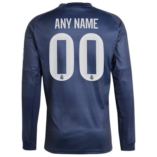 Los Merengues adidas 2025/26 Away Long Sleeve Replica Custom Jersey - Blue/White - Image 4