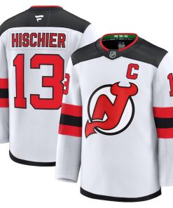 Nico Hischier New Jersey Devils  Away Premium Jersey - White/Black/Red