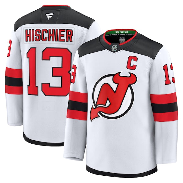Nico Hischier New Jersey Devils Away Premium Jersey - White/Black/Red