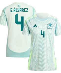 Alternative view of Edson Alvarez Mexico National Team adidas Women's 2024 Home Replica Player Jersey - Burgundy/Green