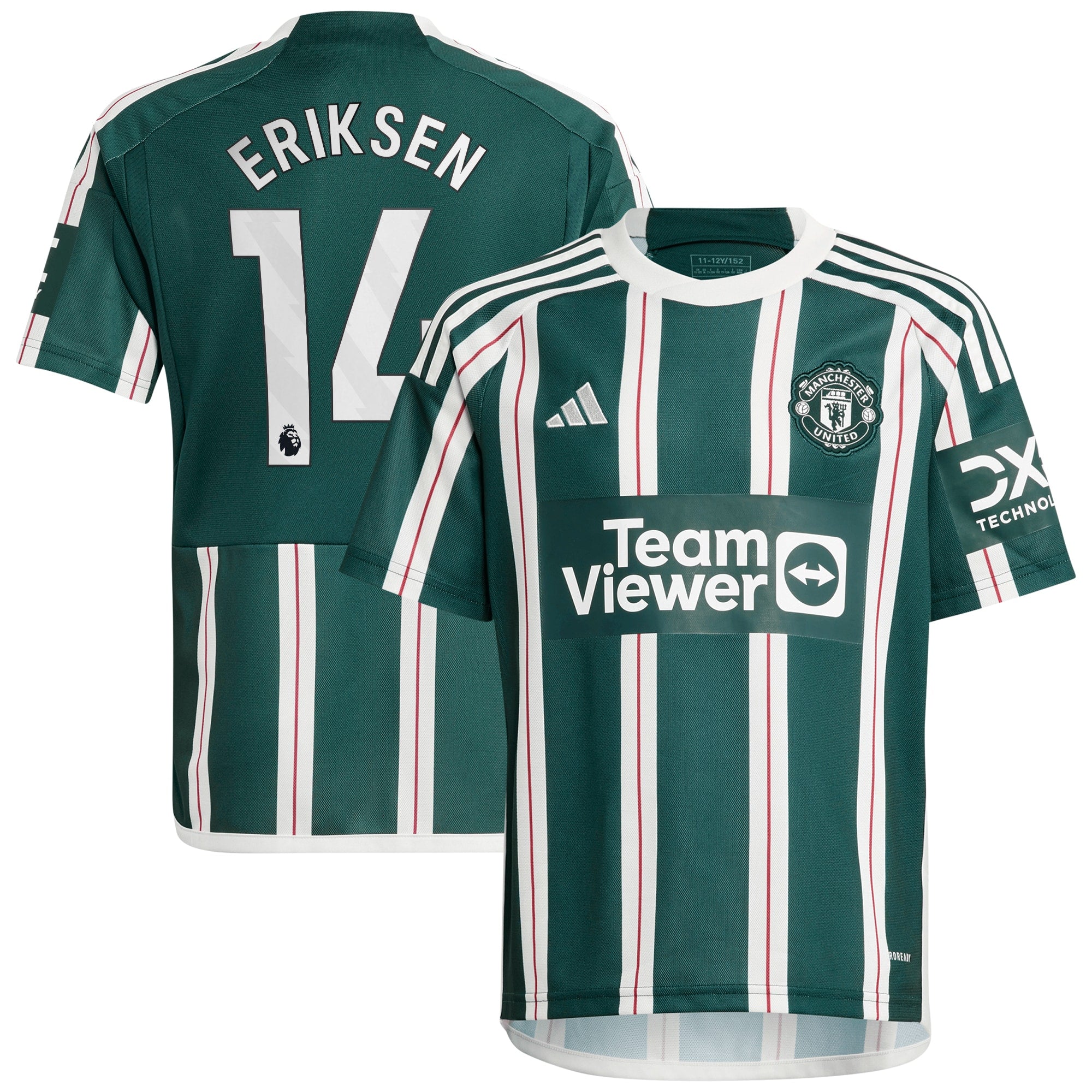 Christian Eriksen Manchester United adidas Youth 2023/24 Third Replica Player Jersey - White/Green - Image 5