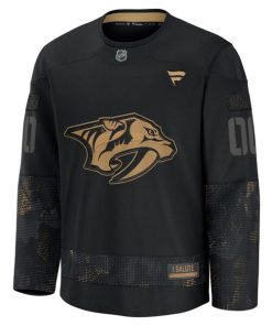 Alternative view of Nashville Predators  2024 Military Appreciation Personalized Long Sleeve Practice Jersey - Black
