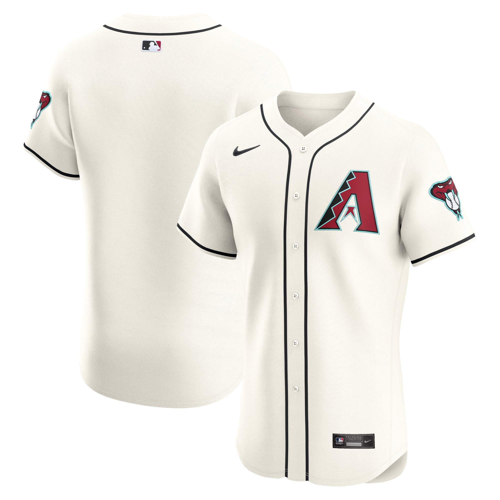 Arizona Diamondbacks Nike Vapor Premier Elite Patch Jersey - Red/Cream/Gray - Image 5
