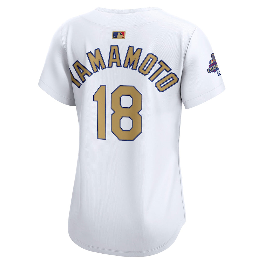 Yoshinobu Yamamoto Los Angeles Dodgers Nike Women's 2025 Gold Collection Limited Jersey - White - Image 3