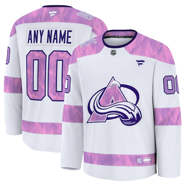 Colorado Avalanche 2024 Hockey Fights Cancer Custom Practice Jersey - White