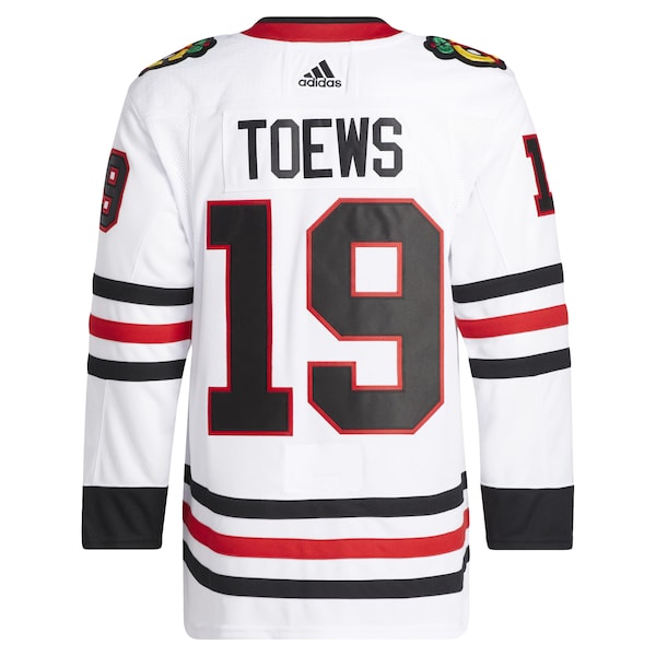 Jonathan Toews Chicago Blackhawks adidas Away Primegreen Authentic Pro Player Jersey - White/Red - Image 4