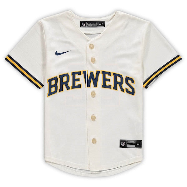 Christian Yelich Milwaukee Brewers Nike Preschool Home Replica Player Jersey - Cream - Image 2
