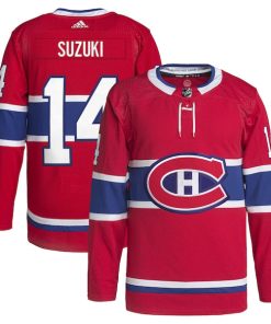 Nick Suzuki Montreal Canadiens adidas Home Primegreen Authentic Pro Player Jersey - Red