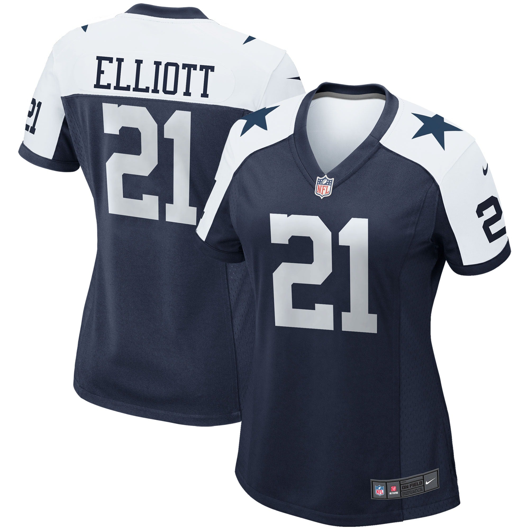 Ezekiel Elliott Dallas Cowboys Nike Women's Alternate Game Jersey - White/Navy - Image 5