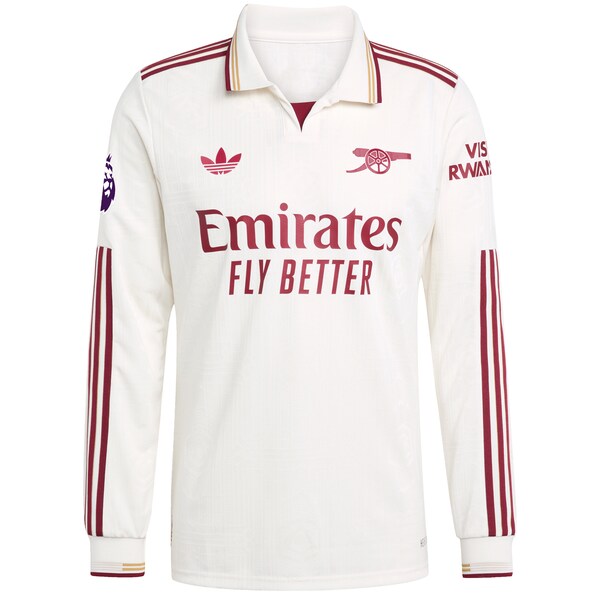 Arsenal adidas 2025/26 Third Authentic Long Sleeve Jersey - White/Blue/Red - Image 3