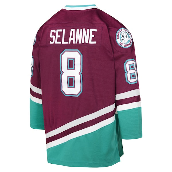 Teemu Selanne Anaheim Ducks Youth 1996 Blue Line Player Jersey - Maroon - Image 3