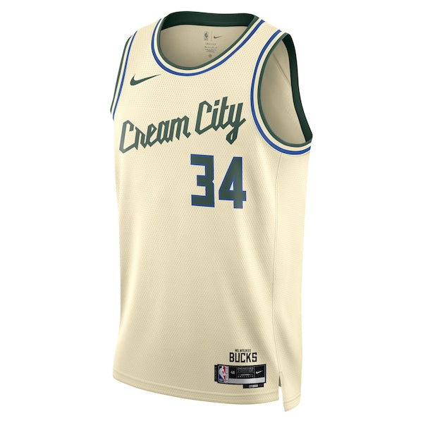 Giannis Antetokounmpo Milwaukee Bucks Nike Unisex 2025/26 Swingman Jersey - Cream - City Edition - Image 2