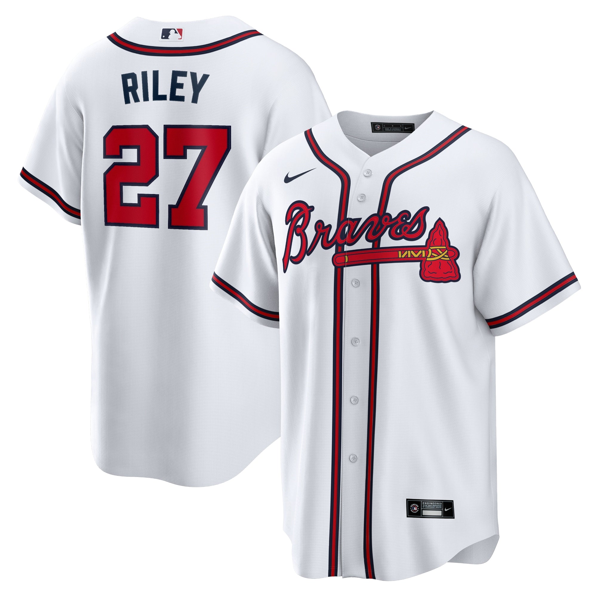 Austin Riley Atlanta Braves Nike Alternate Replica Jersey - Navy/White/Red - Image 5